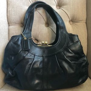 Authentic Large Black Ergo Pleated Coach Bag